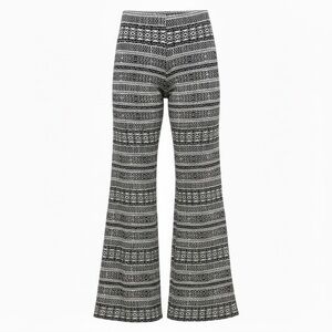 One Step Ahead Black & White Jacquard Flare Knit Pants